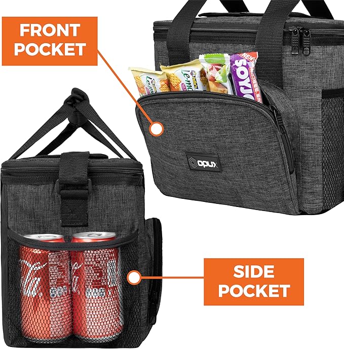 OPUX Soft Cooler Bag, Insulated Collapsible Lunch Cooler Tote for Men Work Camping Beach Travel, Portable Soft Sided Leakproof Waterproof Large Lunch Bag Box with Shoulder Strap 24 Cans, Charcoal Gray