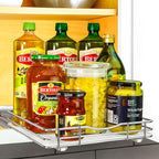 LYNK PROFESSIONAL® Pull Out Spice Rack Organizer for Inside Kitchen Cabinets - 10-1/4 inch Wide - Slide Out Drawer – Chrome Sliding Spice Cabinet Organization Shelf Racks - 1 Tier