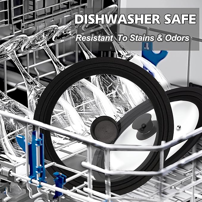Tempered Glass Lid - Universal Lid with Heat Resistant Silicone Rim for Pots, Pans and Skillets - Pan Cover Replacement Lid Fits 6.5", 7" and 8" Diameter Cookware