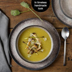 VIDA 12-Piece Porcelain Dinnerware Plate Set for 4 | Includes 4 Dinner Plates, 4 Dessert Plates, 4 Bowls | Modern Beige Ceramic Tableware, Stoneware Look, Microwave & Dishwasher Safe Dishes