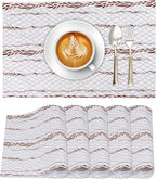 Ruvanti Placemats 100% Cotton 13x19 Inch, Dining Table Placemats Set of 6, Modern Place Mats for Dining Table Decor, Kitchen & Table Linens, Coffee Mat for Christmas Dinners - Wheatable