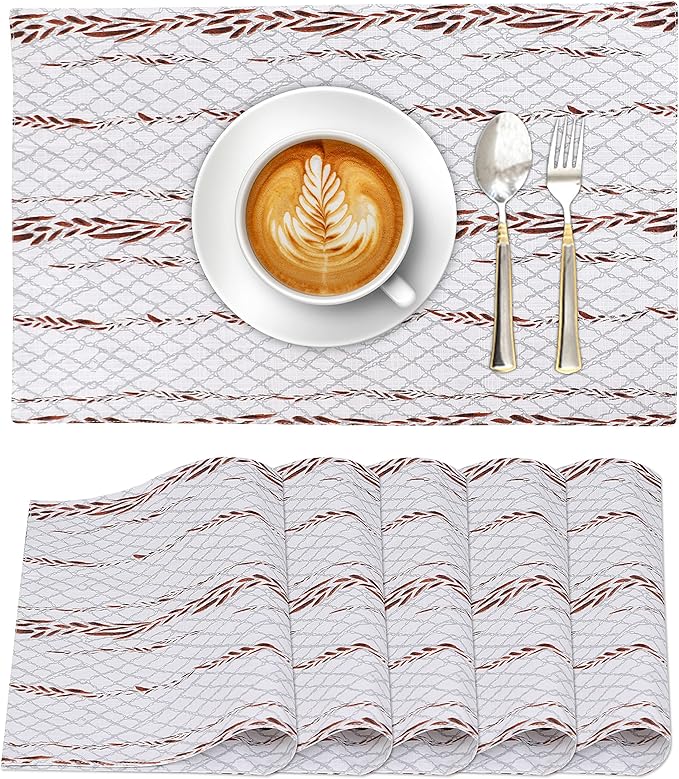 Ruvanti Placemats 100% Cotton 13x19 Inch, Dining Table Placemats Set of 6, Modern Place Mats for Dining Table Decor, Kitchen & Table Linens, Coffee Mat for Christmas Dinners - Wheatable