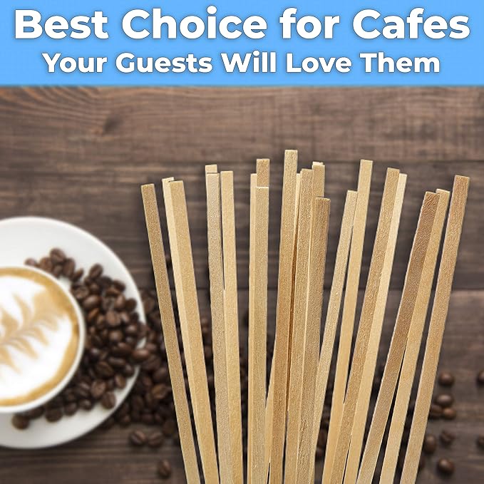 Biodegradable, Sturdy 5.5in Wood Coffee Stirrer 1000pk. Cafe Grade, Bulk Birch Wooden Beverage Stirring Stick for Tea, Cream And Sugar. Eco Friendly, Compostable Swizzle Stir Sticks Business Supplies