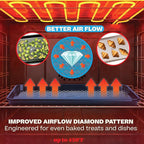 Baker's Secret Baking Sheets Non Stick, 3x Cookie Sheets for Oven, Diamond Texture Premium Air Flow, Set of 3 Baking Trays, Extra Thick 0.6mm with Diamond Base PFOA, PFOS, PTFE and PFAS free Bakeware