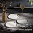 HaWare Stoneware Plates Set of 6, 7.9" Salad Plates, Reactive Glaze Ripple Ceramic Dish Set for Appetizer, Dessert, Scratch Resistant, Small Dinner Plate, Microwave and Dishwasher Safe, Speckled White