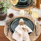 GBHOME Ceramic Dinnerware Sets for 4, 12 Pieces Stoneware Plates and Bowls Sets, Scratch Resistant Dishes, Dishwasher & Microwave Safe, Reactive Glaze-Earth Green