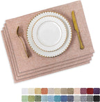 Home Brilliant Placemats Set of 4 Heat Resistant Dining Table Place Mats for Kitchen Table Party Dinner Decorations, 13 x 19 inches, Apricot Pink