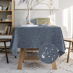 Waterproof Cotton Linen Tablecloths Rectangle Dining Table Cloth, Wipe Clean Indoor & Outdoor Table Cover for Buffet Party and Banquets, Wrinkle Resistant（54"x120"） Navy