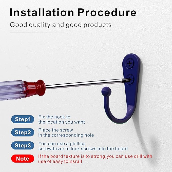 15-Pack Coat Hooks with 30 Screws | Heavy Duty Wall Mounted for Robe, Backpack & Keys | Entryway, Bathroom, Bedroom Hanging Hardware (Purple)