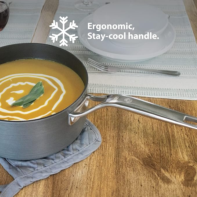 Swiss Diamond Hard Anodized 8 Piece Cookware Set, Nonstick Diamond Coated Hard Anodized Aluminum Cookware Set, Includes Lids, Dishwasher Safe and Oven Safe Cookware Set, Grey