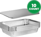 PLASTICPRO Disposable 4 LB Aluminum Takeout Tin Foil Oblong Baking Pans 12'' X 8'' X 2'' Inch With Cardboard Lids Bakeware - Cookware Perfect for Cakes, Lasagna, or Pack of 10 Pans and 10 Lids