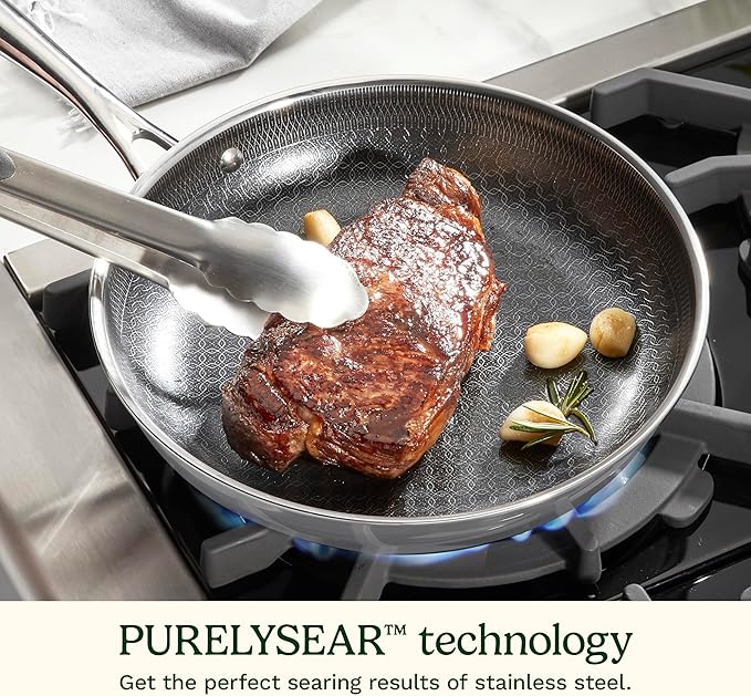 Cuisinart FusionElite+ Nonstick Tri-Ply Stainless Steel Skillet, 8″ Skillet Frying Pan with PURELYSEAR Ceramic Nonstick Technology, Scratch Proof, Cool Grip Handles, Dishwasher Safe