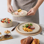 E-far Dinnerware Sets for 8, 24-Piece Stoneware Plates and Bowls Dish Set, Modern Kitchen Dinning Dishware, Chip and Scratch Resistant, Microwave & Dishwasher Safe, Speckled Khaki