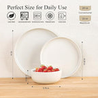 LERATIO Ceramic Dinnerware Sets for 6,Plates and Bowls Sets,Handmade Reactive Glaze Dishes Set,Chip Resistant and Scratch Resistant | Oven&Dishwasher & Microwave Safe- White &Wave(18PCS)