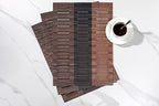 LEXMORE Placemats Set of 6 Vinyl/Plastic Woven Place Mats for Kitchen Table Indoor/Outdoor Washable Placemat Wipeable Dining Table Mats(Ombre Brown Black)