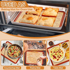 P&P CHEF 11.6 Inch Silicone Baking Mats, 2 Pcs Reusable Silicone Oven Mat, Non Stick Baking Supplies for Macaroon Pastry Bread Dough Cookie, Fits Well with Sheet Pan, Healthy & Easy Clean