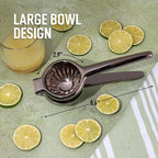 Zulay Kitchen Lemon Squeezer Stainless Steel - Premium Quality, Heavy Duty Solid Metal Squeezer Bowl - Large Manual Citrus Press Juicer and Lime Squeezer Stainless Steel - Black