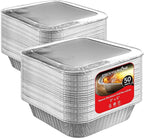 Stock Your Home 8” Square Foil Pans with Lids (50 Pack) - Foil Cake Pans with Covers - Aluminum Baking Pans - Disposable Cake Pans - 8 Inch Square Pans - Disposable & Recyclable Pans with Lids