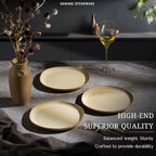 HaWare Stoneware Salad Plates Set of 6, 7.9” Heavy Duty Ceramic Plates, Reactive Glaze Dinnerware for Home Restaurant, Chip and Scratch Resistant, Microwave and Dishwasher Safe, Reactive Sandy Khaki