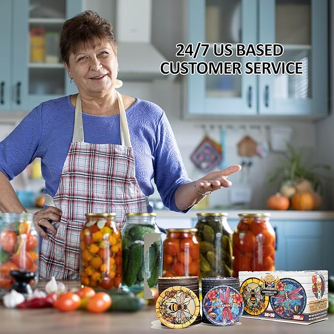 Supa Ant Wide Mouth Canning Lids (100pcs) Decorative Tin Canning Lids Wide Mouth (Glass Window) Buckle Proof and Rust Proof - Perfect Fit Can Lid for Mason Jars Canning Supplies