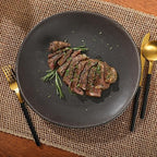 Gibson Elite Zion Mist 16 Piece Stoneware Reactive Glaze (Service for 4) Ceramic Plates and Bowls Modern Organic Dinnerware Set - Black