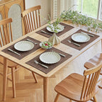 Softalker Faux Linen Placemats Set of 6-12 x 18 Inch, Heat Resistant Double Layered Durable Burlap Farmhouse Place Mats, Non-Slip Washable Rustic Table Mats for Dining, Kitchen, Party（Dark Brown