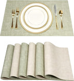 SUEH DESIGN Leather Placemats Set of 6 Reversible Table Mats Heat Resistant Waterproof No-Slip Place Mats for Dining Table Kitchen Parties