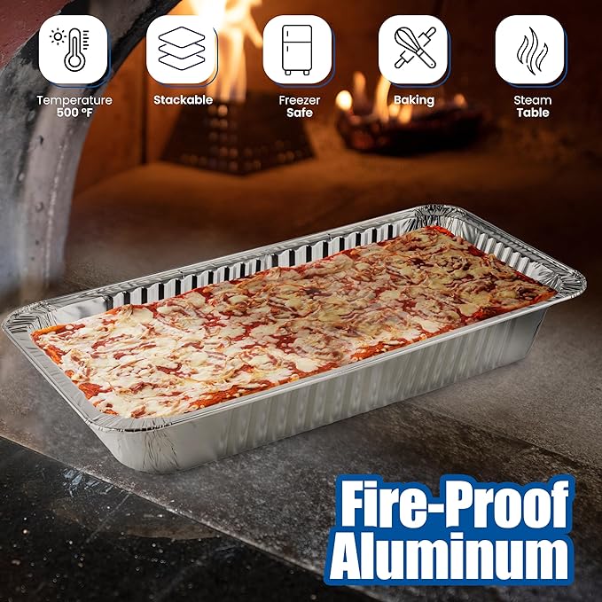 EHOMEA2Z Large Aluminum Pans Full Size Deep Foil Disposable Durable Large Steam Table Pans for Baking Serving, Chafing Trays for Caterers, Bakeware 21 x 13 x 3 (15)