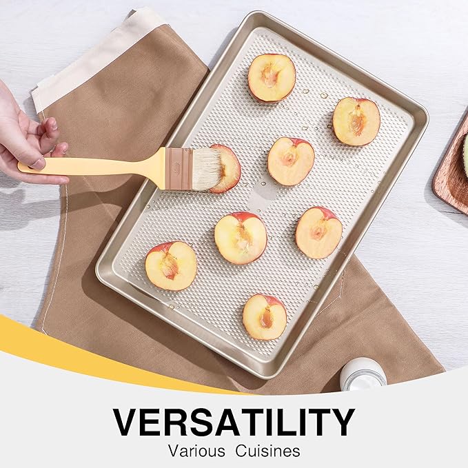 HONGBAKE 2 Pack Jelly Roll Pan 15x10, Commercial Cookie Sheets for Baking with Diamond Texture Surface, 57% Thicker Carbon Steel Baking Sheet for Oven, Nonstick Cooking Tray