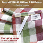 Native Fab Harvest Fall Gingham Check Kitchen Towels 4 Pack 18x26 Inches - 100% Cotton, Soft, Absorbent Dish Towels for Drying & Cleaning, Holiday Dishcloths - Burgundy, Green, Yellow