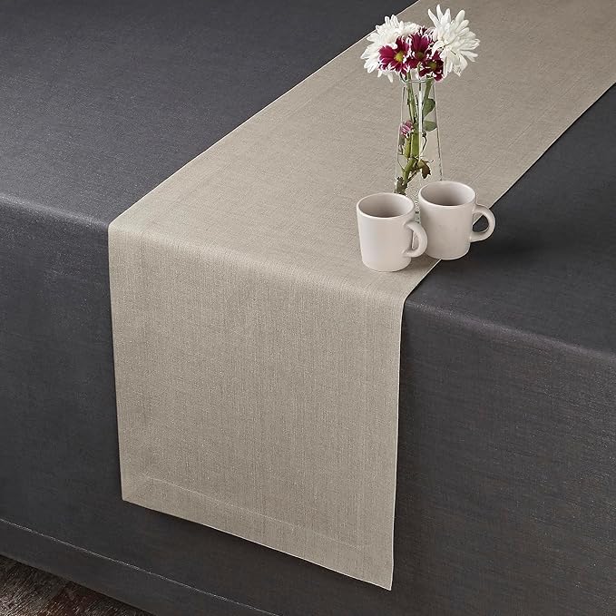 D'Moksha Homes Linen Natural Table Runner 108 Inches Long - 100% Pure Linen Dining Table Runner 14 x 108 Inch for Summer, Fall and Halloween - Machine Washable