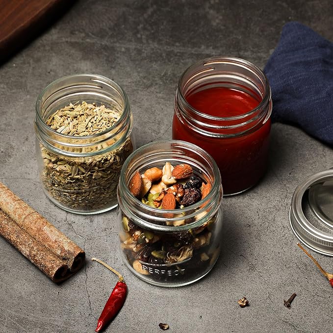 16 Pack 8 oz Mason Jars with Regular Airtight Lids - Glass Canning Jars 8 oz, Mini Mason Jars for Jam, Jelly, Honey, Overnight Oats, Party Favors, Shower Favor, Separable Lids
