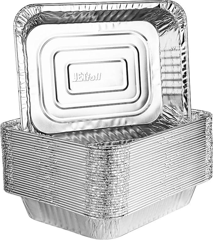 PLASTICPRO Disposable 9 x 13 Aluminum Foil Pans Half Size Deep Steam Table Bakeware - Cookware Perfect for Baking Cakes, Bread, Meatloaf, Lasagna Pack of 30