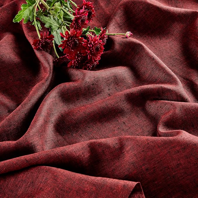 Solino Home Square Linen Tablecloth 52 x 52 Inch - 100% Pure Linen Red Garnet Table Throw - Athena, Machine Washable Tablecloth for Summer, Fall, Autumn