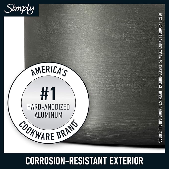 Calphalon 10-Piece Non-Stick Kitchen Cookware Set Black Pots & Pans with Stay-Cool Stainless Steel Handles Hard-Anodized Aluminum for Even Heating