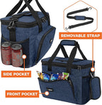 OPUX Soft Cooler Bag, Insulated Collapsible Lunch Cooler Tote for Men Work Camping Beach Travel, Portable Soft Sided Leakproof Waterproof Large Lunch Bag Box with Shoulder Strap 30 Cans, Heather Navy