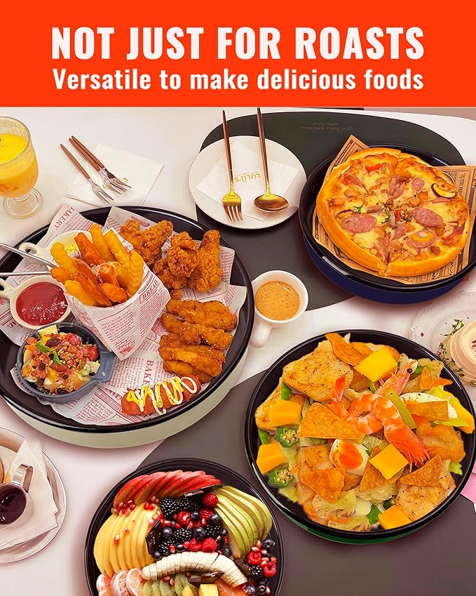 Round Baking Pan Set Roasting Dish 4-Pack 9/10/12/14 Inch Enamel Non Stick Large Cookware for Cake Bread Pie Pizza Turkey Steak, Non-Toxic Oven Dishwasher Safe, Christmas Gift Bakeware