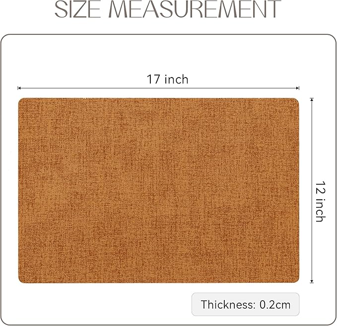 Romanstile Vinyl Placemats Set of 12-12 X 18 Inch - Heat Resistant Place Mats 100% Waterproof Oilproof Wipeable Reversible Faux Leather Table Mats for Kitchen/Dining/Party/Outdoor, Orange