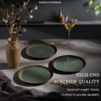 HaWare Stoneware Salad Plates Set of 6, 7.9” Heavy Duty Ceramic Plates, Reactive Glaze Dinnerware for Home Restaurant, Chip and Scratch Resistant, Microwave and Dishwasher Safe, Reactive Moss Green