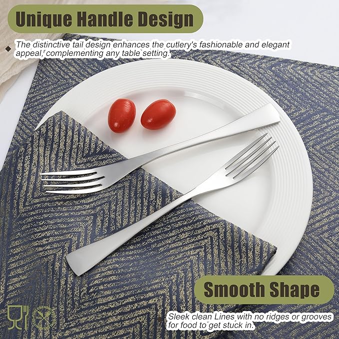 40-Piece Silverware Set for 8, Stainless Steel Flatware Set Food-Grade Silverware Cutlery Set, Include Knife/Fork/Spoon, Mirror Polished, Dishwasher Safe