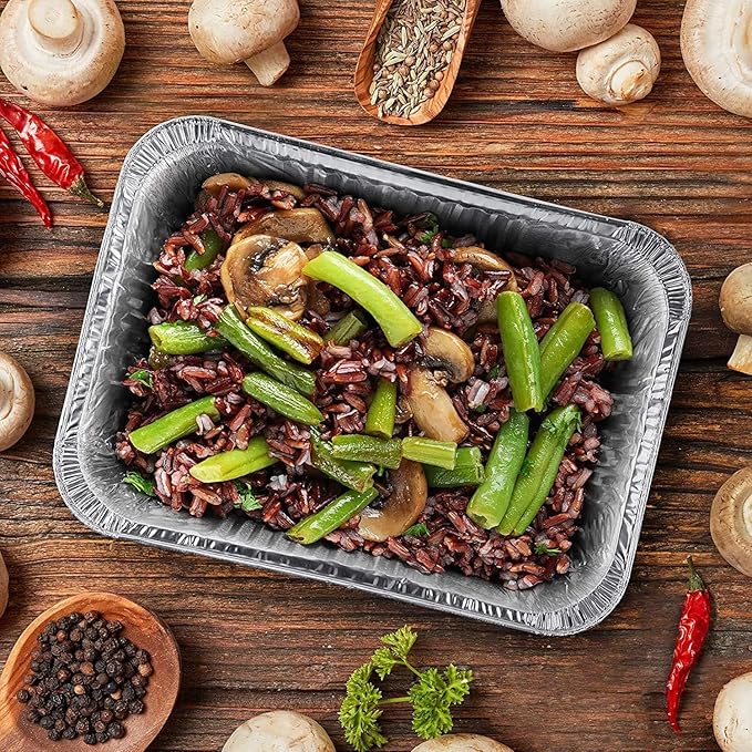 MATANA 9x13 Aluminum Pans Foil Trays (25 Pack) Disposable Baking Tin Foil Pan, Half Size Deep Steam Table Pan, Aluminum Tray, Great for Oven Roasting, Chafing, Heating, Serving Food, Parties