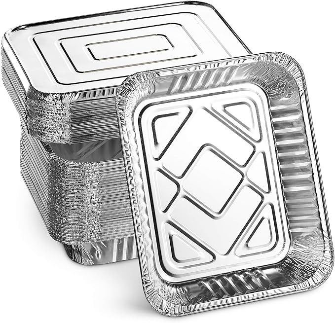 MontoPack 9x13 Aluminum Foil Half Size Roasting Pans with Lids | [20 Count] Premium Standard Size Chafing Tins for Baking, Catering & Roasting | Disposable Steam Table Trays | Great for Storing