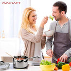 AVACRAFT Tri-Ply Stainless Steel Saucepan with Glass Strainer Lid, Two Side Spouts, Multipurpose Sauce Pan with Lid, Sauce Pot, Cooking Pot (Tri-Ply Full Body, 3.5 Quart)