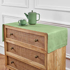 Solino Home Linen Table Runner 48 Inches - 100% Pure Linen Laurel Green Table Runner 14 x 48 Inch Ideal for Dresser and Coffee Tables - Summer, Fall, Autumn - Fete