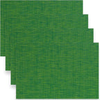 Myir JUN Placemats Set of 4, Vinyl Woven Placemats Place Mats Indoor Set of 4 Washable Table Mats Non-Slip Place mats for Dining Table (Dark Green, Set of 4)