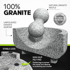 Umien™ Granite Mortar and Pestle Set - 100% Granite - 3.5-Cups - 8-Inch – Avocado Tool Included – Natural Stone Molcajete for Spices, Pestos, & Guacamole (Grey) - Stone Grinder - Guacamole