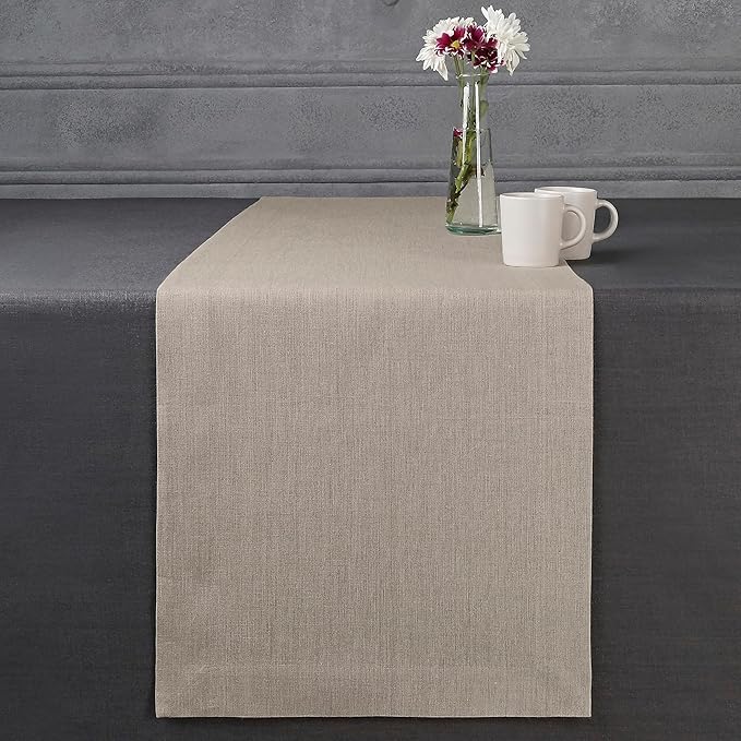 D'Moksha Homes Linen Natural Table Runner 84 Inches Long - 100% Pure Linen 14 x 84 Inch Table Runner for Dining, Summer, Fall and Halloween - Machine Washable