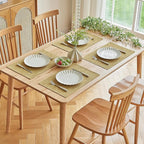 Softalker Faux Linen Placemats Set of 4-12 x 18 Inch, Heat Resistant Double Layered Durable Burlap Farmhouse Place Mats, Non-Slip Washable Rustic Table Mats for Dining, Kitchen, Party（Khaki