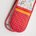 Maison d' Hermine Double Oven Mitts 100% Cotton 7"x35" Double Oven Mitt Heat Resistant BBQ Cooking Gloves with Loop, Baking, Grilling, Home, Kitchen, Handling Hot Pans (Poinsettia Christmas)