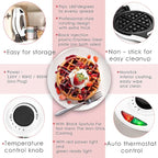 Moss & Stone White Belgian Waffle Maker, Electric Waffle Machine, Non-Stick Grids, Temperature Control, Round Waffle